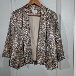 Alberto Makali Women's Leopard Print Open Jacket 3/4 Sleeves M